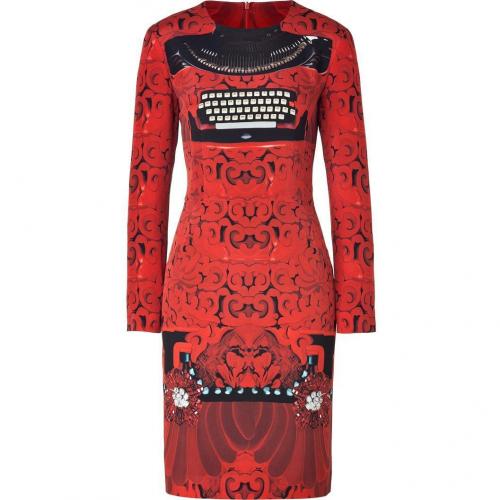 Mary Katrantzou Red/Black Typewriter Print Silk Dress