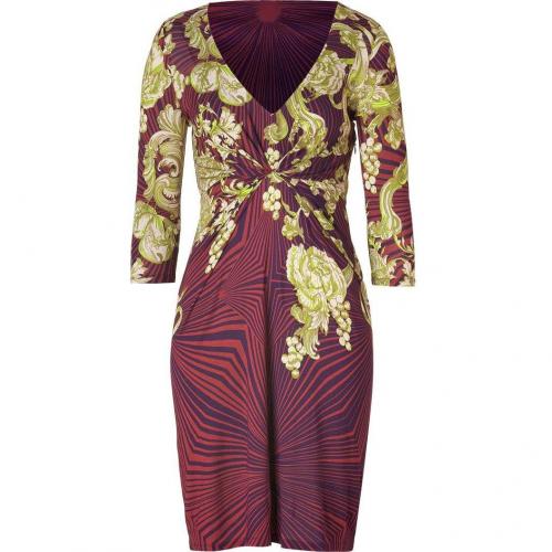 Matthew Williamson Berry/Jade Printed Draped Jersey Dress