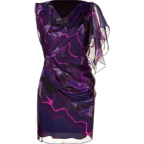 Matthew Williamson Black/Bordeaux Draped Silk Dress