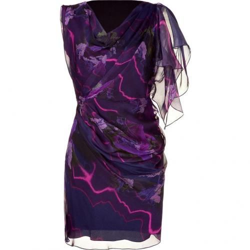 Matthew Williamson Black/Bordeaux Draped Silk Dress