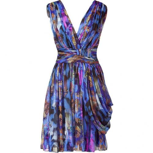 Matthew Williamson Blue Draped Silk Chiffon Dress