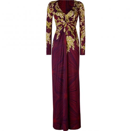 Matthew Williamson Ruby/Jade Drape Front Stretch Cotton Maxi Dress