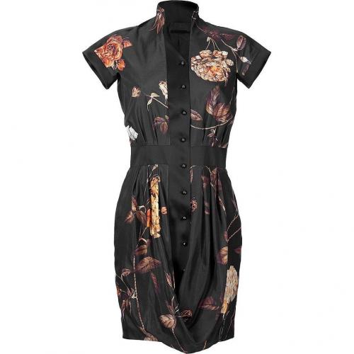 Maxime Simoens Black Floral Silk Dress