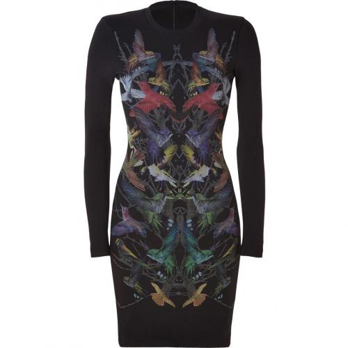 McQ Alexander McQueen Black Hummingbird Print Sweatshirt Dress