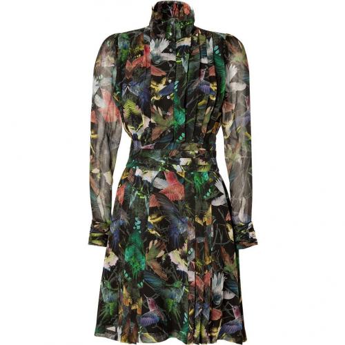 McQ Alexander McQueen Black/Jungle Hummingbird Print Dress
