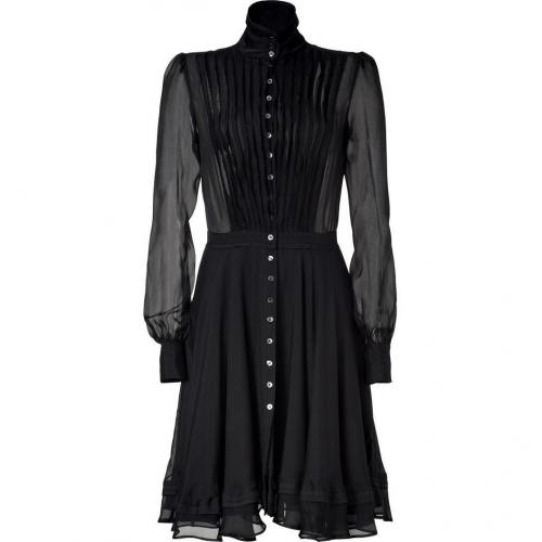 McQ Alexander McQueen Black Sheer Raw Edge Silk Dress