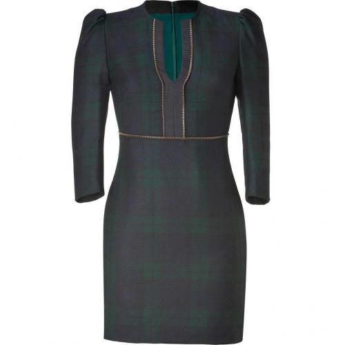 McQ Alexander McQueen Blackwatch Tartan Mini Slash Neck Wool Dress