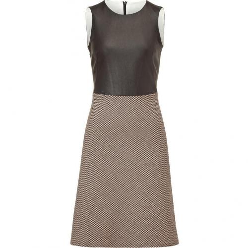 McQ Alexander McQueen Chocolate Leather and Wool-Blend Combo Dress