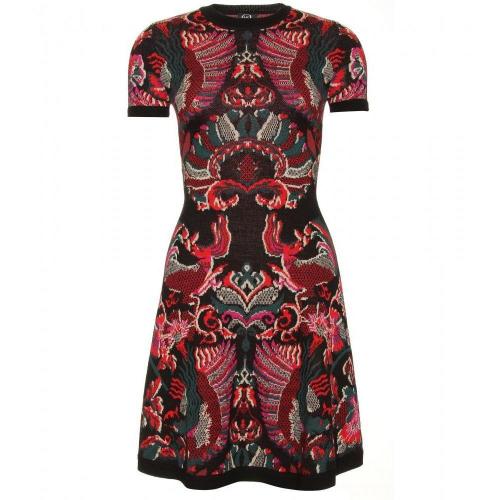 McQ Alexander McQueen Intarsien-Strickkleid Rot