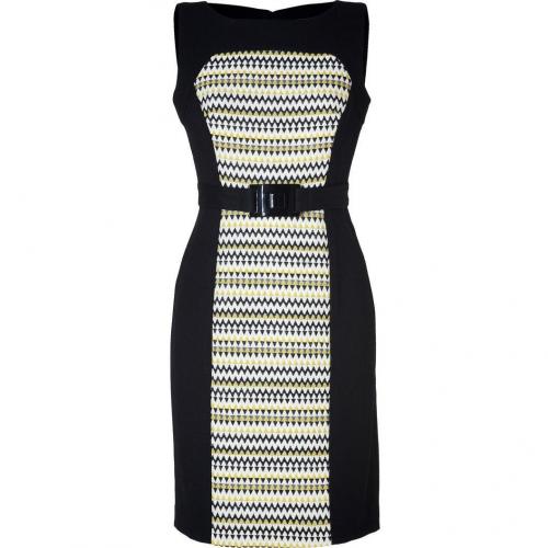 Milly Black/Jade Combo Wool Shift Dress