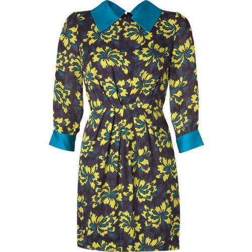 Milly Onyx/Jade Combo Demure Silk Dress