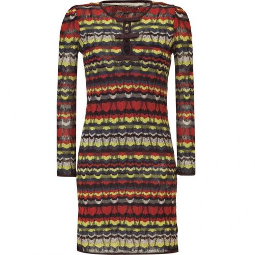 Missoni M Chocolate/Lemon Multi Patterned Knit-Dress