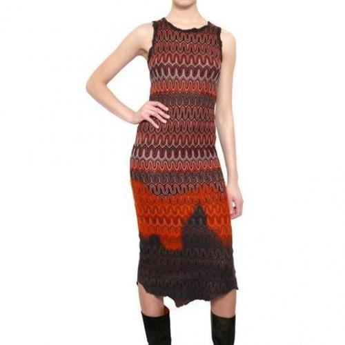 Missoni Viskose Woll Strick Kleid Orange