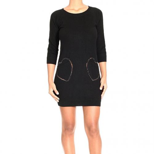 Moschino 3/4 sleeve round neck heart pocket dress