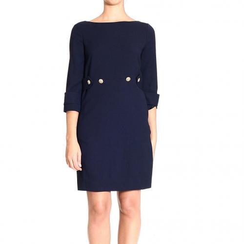 Moschino 3/4 sleeve sable boat neck button dress