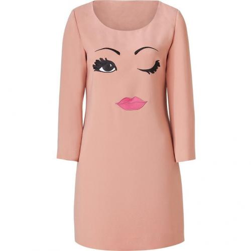 Moschino C&C Blush Crepe Embroidered Shift Dress