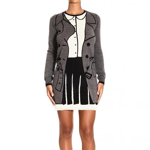 Moschino Long sleeve round neck tromp l peuil dress