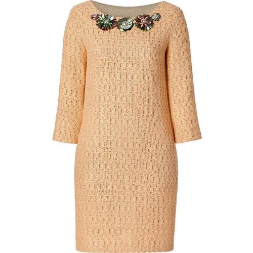 Moschino Peach Textural Woven Embellished Dress