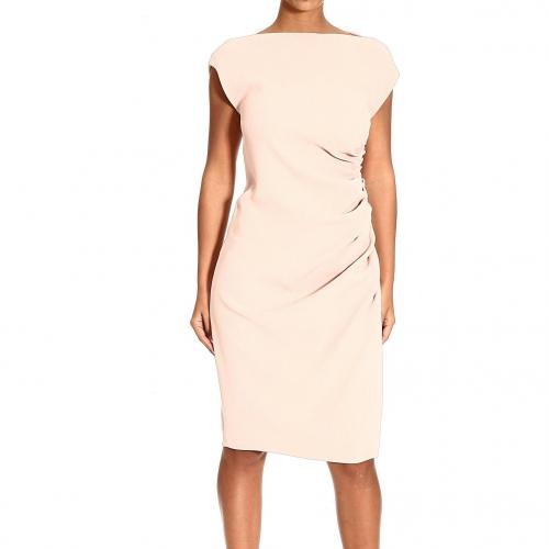 Moschino Sleeveless crepe lateral drape dress