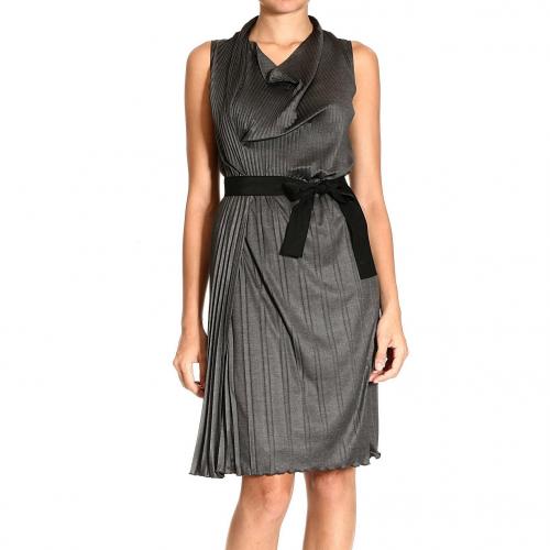 Moschino Sleeveless ring neck pleated belt dress