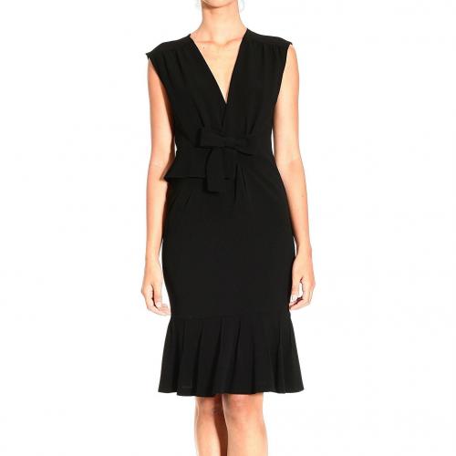 Moschino Sleeveless v neck bow waist bottom rouffle dress