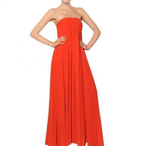 MSGM Eine Schulter Techno Gerorgette Langes Kleid Rot