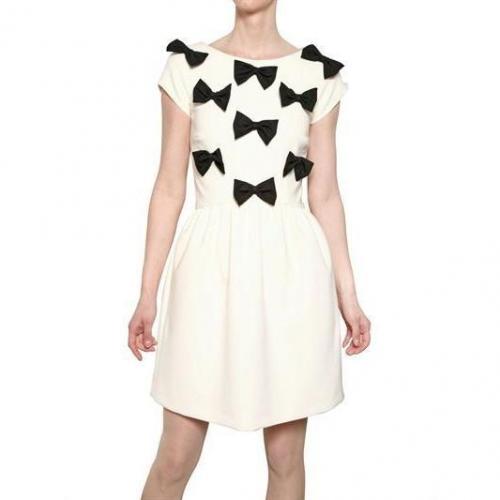 MSGM Techno Stretch Alpaca Kleid Mit Maschen Weiß