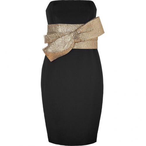 Notte by Marchesa Black Bow Embellished Silk Crepe Dress