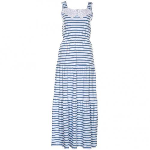 Oui Maxikleid white blue 