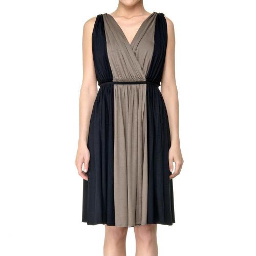 Paule Ka ärmelloses Kleid Schwarz-Taupe mit Ausschnitt