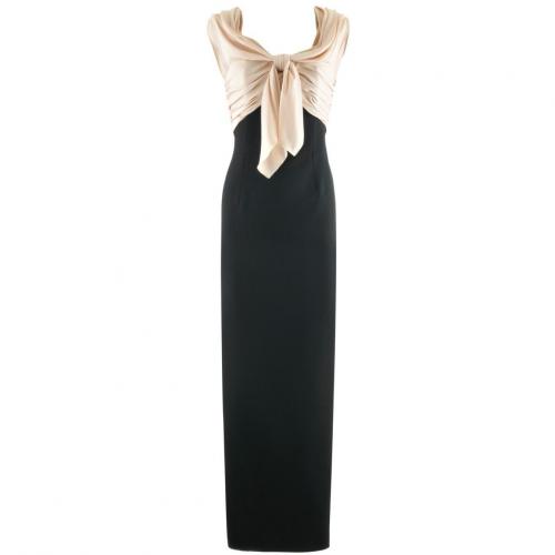 Paule Ka Powder Black Evening Dress Bow