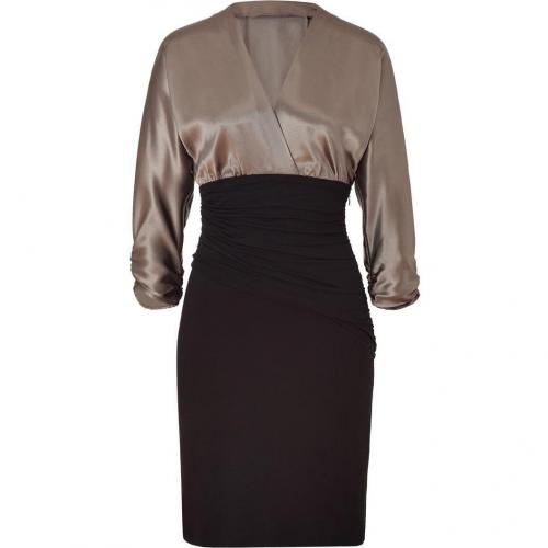 Paule Ka Sepia/Black Draped Combo Dress