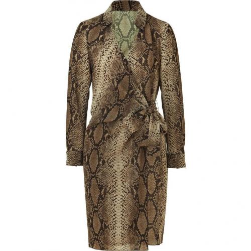 Paule Ka Sepia Snake Print Wraped Dress