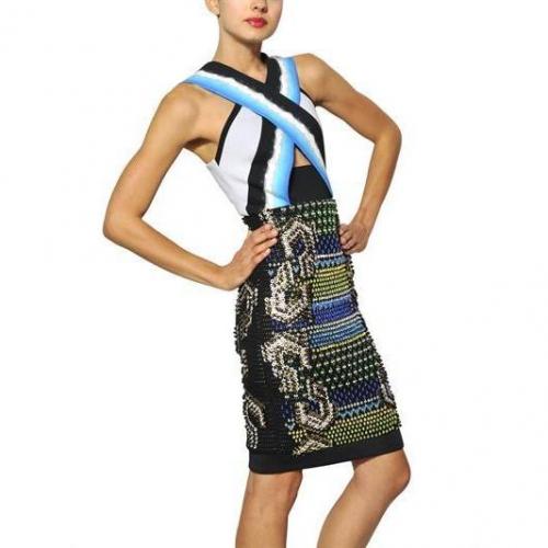 Peter Pilotto Besticktes Kleid Aus Technonetz Und Jersey