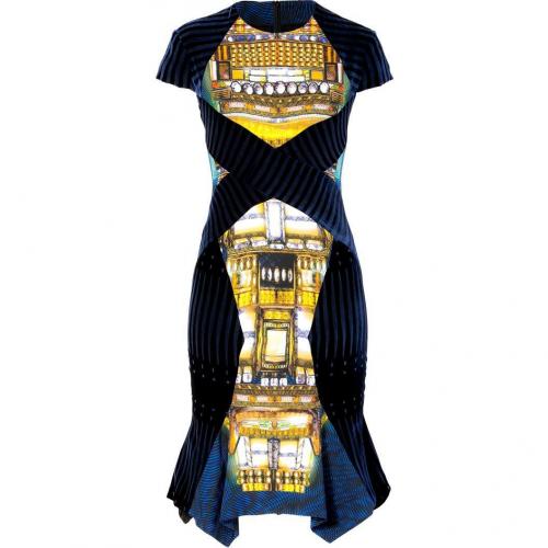 Peter Pilotto Blue-Gold Velvet Patchwork Dress