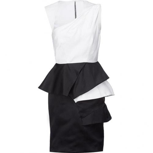 Prabal Gurung Black/White Satin Peplum Dress