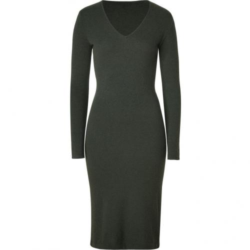 Ralph Lauren Black Loden Cashmere V-Neck Dress