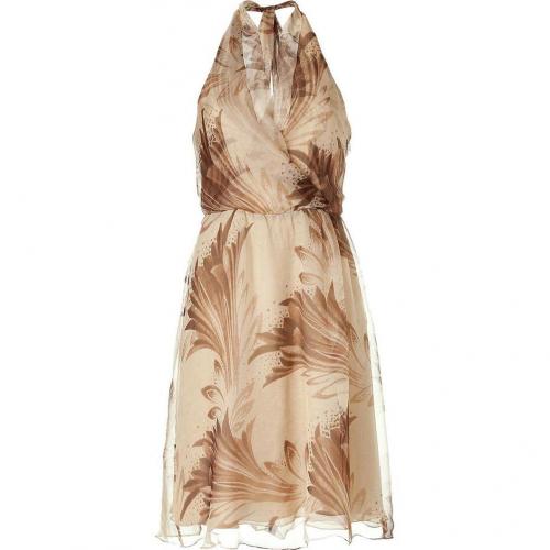 Ralph Lauren Black Toast/Cocoa Silk Crinkle Havana Print Dress