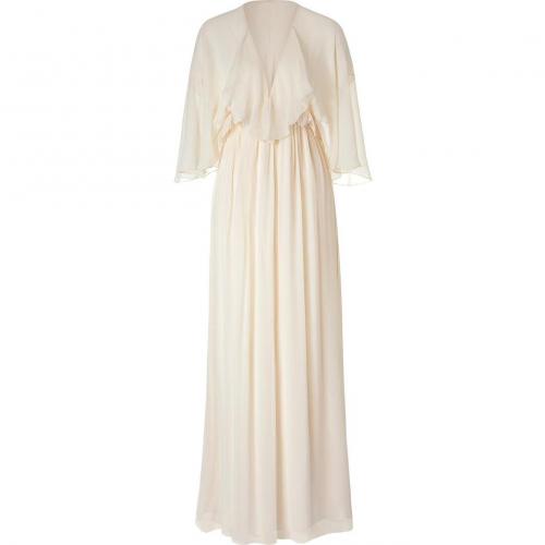 Ralph Lauren Collection Champagne Beaded Crinkle Chiffon Chandra Dress