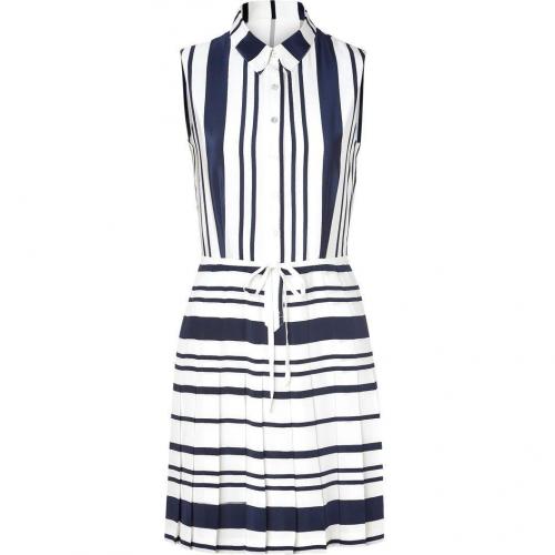 Raoul Navy Stripe Sleeveless Swinging Shirt Dress