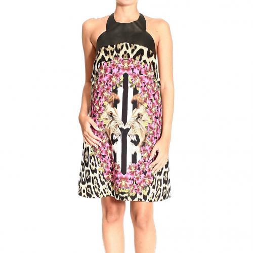 Roberto Cavalli Alter collar eco leather lion print dress