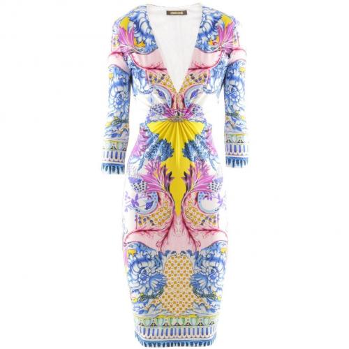 Roberto Cavalli Bleu White Print Dress Wings