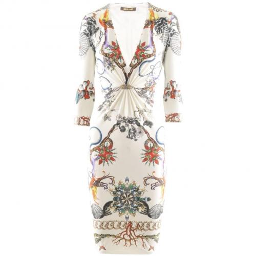 Roberto Cavalli Ecru Multi Print Dress Wings