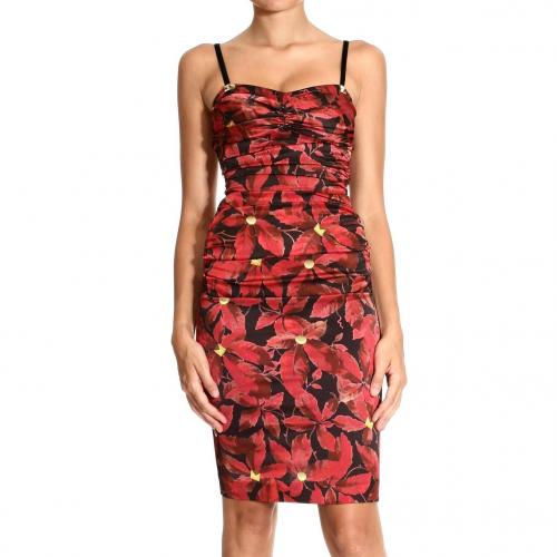 Roberto Cavalli Leaf print braces drape sheath dress
