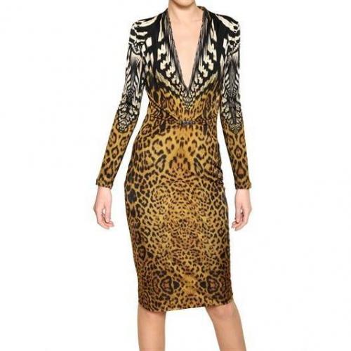Roberto Cavalli Leopard Druck Viskose Jersey Kleid