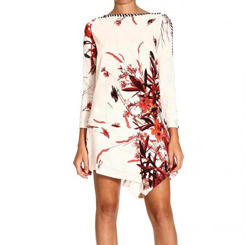 Roberto Cavalli Long sleeve asymmetric nevada print dress