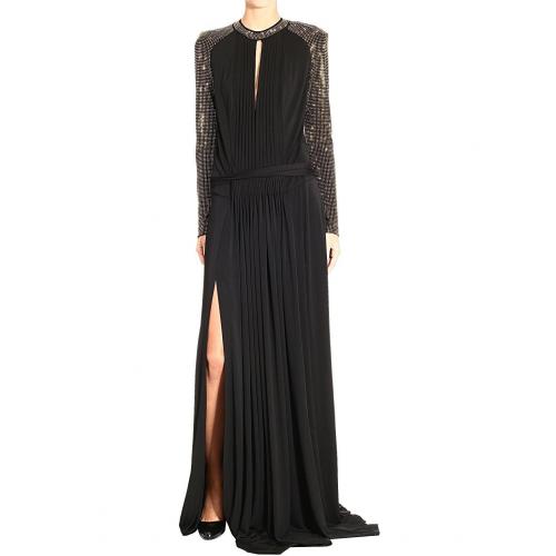 Roberto Cavalli Long sleeve studs long jersey dress
