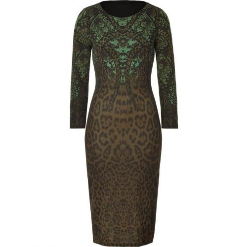 Roberto Cavalli Olive Snake Ciaguar Dress