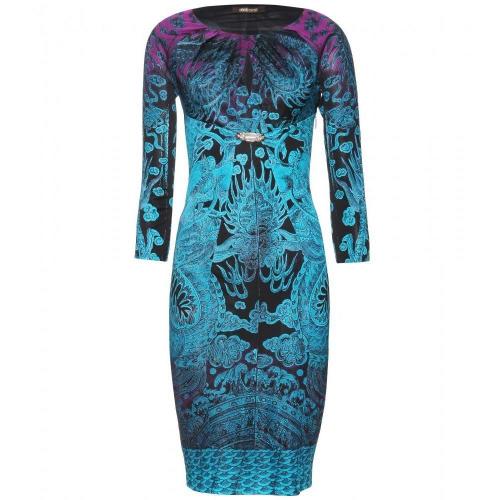 Roberto Cavalli Print-Kleid Mit Brosche