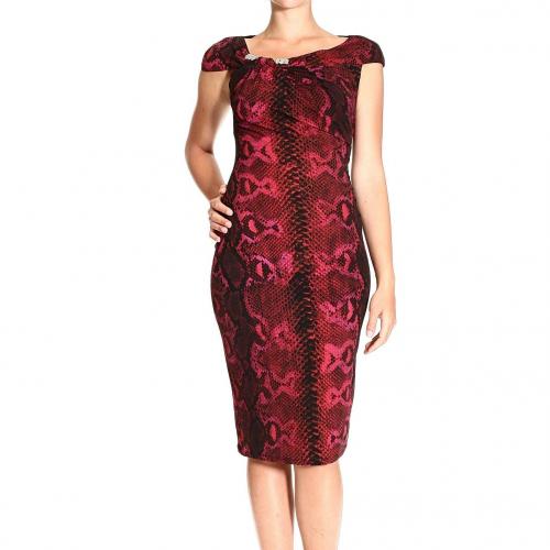 Roberto Cavalli Sleeveless curled jewel multi python print dress